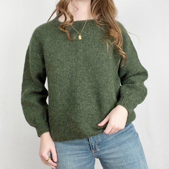 Vintage Parisian Mohair Wool Knit Sweater Oversized Handmade Preppy Slouchy Cozy - Picture 4 of 7